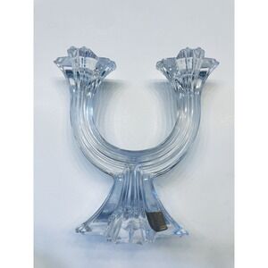 Mikasa Crystal Candelabra 2 Arm Clear Double Light U-Shaped Austria